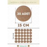 SaltanArt HM239 15 cm Çap 30 Adet Supla Amerikan Servis Runner Mdf Drolit Magnet Altı Ahşap 3 mm (2,7 Mm) Kalınlık - Naturel - 15 x 15 cm