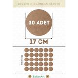 SaltanArt HM241 17 cm Çap 30 Adet Supla Amerikan Servis Runner Mdf Drolit Magnet Altı Ahşap 3 mm (2,7 Mm) Kalınlık - Naturel - 17 x 17 cm
