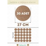 SaltanArt HM251 27 cm Çap 30 Adet Supla Amerikan Servis Runner Mdf Drolit Magnet Altı Ahşap 3 mm (2,7 Mm) Kalınlık - Naturel - 27 x 27 cm