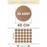SaltanArt HM264 40 cm Çap 30 Adet Supla Amerikan Servis Runner Mdf Drolit Magnet Altı Ahşap 3 mm (2,7 Mm) Kalınlık - Naturel - 40 x 40 cm