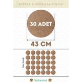 SaltanArt HM267 43 cm Çap 30 Adet Supla Amerikan Servis Runner Mdf Drolit Magnet Altı Ahşap 3 mm (2,7 Mm) Kalınlık - Naturel - 43 x 43 cm