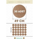 SaltanArt HM273 49 cm Çap 30 Adet Supla Amerikan Servis Runner Mdf Drolit Magnet Altı Ahşap 3 mm (2,7 Mm) Kalınlık - Naturel - 49 x 49 cm