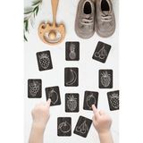 SaltanArt Meyveleri Öğreniyorum Ahşap Eşleştirme Kartları Hafıza Oyunu Zeka Kartları Ahşap Eğitici Puzzle Oyuncak - Siyah
