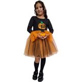 Saltare Kız Çocuk Halloween Kabak Detaylı Elbise Cadılar Bayramı Fuuny Spooky Pumpkin Tutu Gown - 4 - 5 Yaş - Siyah - Turuncu