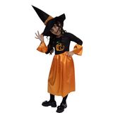 Saltare Kız Çocuk Halloween Turuncu Siyah Cadı Elbise Kostüm Parti Cadılar Bayramı Fuuny Spooky Pumpkin Tutu Gown - 3 - 4 Yaş - Siyah Turuncu