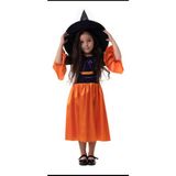 Saltare Kız Çocuk Halloween Turuncu Siyah Cadı Elbise Withc Kostümü Party - 01-Turuncu - 7 - 8 Yaş