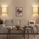 Şalterli ve fişli duvar lambası, iç mekan E27 duvar aydınlatması, modern vintage kumaş, abajur, yatak odası, oturma odası, merdiven boşluğu, koridor için (ampul hariç) (krem rengi, 2 adet)