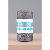 SALTIKLAR Makrome Ipi Simli 100gr 3mm - Premium Simli Makrome Ipi Gri Sg-420