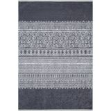 Saltillo Siyah Modern Geometrik Etnik Eskitme Desenli Boho Makinada Yıkanabilir Hafif Hav Toz Vermez Leke Tutmaz Kaymaz Taban Dijital Makine Baskı Halı Oturma Odası Salon Yolluk Koridor Mutfak Halısı
