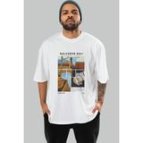 Salvador Dali Ön Baskılı Oversize T-Shirt Erkek Kadın Bisiklet Yaka Pamuk Tişort - Beyaz