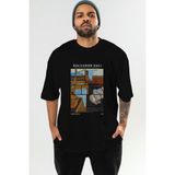 Salvador Dali Ön Baskılı Oversize T-Shirt Erkek Kadın Bisiklet Yaka Pamuk Tişort - Siyah