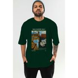 Salvador Dali Ön Baskılı Oversize T-Shirt Erkek Kadın Bisiklet Yaka Pamuk Tişort - Zümrüt Yeşili