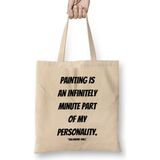 Salvador Dali Quotes Gift- Vintage Retro Rainbow Style Bez Çanta Uzun Saplı - Açık Bej - 40 X 40