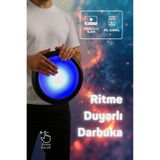 SALVADOR Ritme Duyarlı Mavi Işıklı Erzincan İşlemeli Döküm Darbuka Kılıfı + Led Projektör