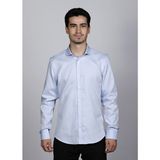 Salve %100 Pamuk Slim Fit Armürlü Desen Italyan Yaka Mavi Gömlek 22135 - 2XL