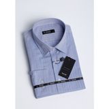 Salve Erkek %100 Pamuk Balıksırtı Desen Mavi Klasik Gömlek 22137 - XL - 05M-Mavi