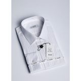 Salve Erkek %100 Pamuk Saten Çizgili Slim Fit Beyaz Gömlek 22109 - 2XL - 001-Beyaz