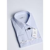 Salve Erkek %100 Pamuk Slim Fit Armürlü Mavi Gömlek 22101 - XL - 05M-Mavi