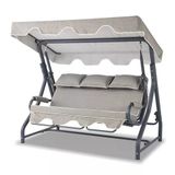 Salvia 3 Kişilik Bahçe Balkon Salıncağı - Kırçıllı Gri