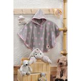 Salvia Dione | %100 Pamuk | Örgü | Kız Bebek Panço | Bornoz | Gri - Pembe | Luca - 0 - 2 Yaş