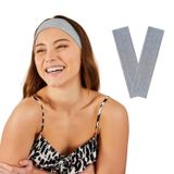 SALVIA DIONE 2' Li Spor Saç Bantları - Elastik Kaymaz İnce Saç Ter Kafa Bandı Bandana, Kadın & Erkek Koşu Fitness Yoga Pilates Makyaj Yüz Yıkama Atletik Egzersiz 2' Li Saç Bandı Seti (Gri Melanj)