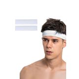 Salvia Dione 2li Erkek Spor Saç Bandı Sporcu Kafabandı Headband Ter Bantı Tenis Fitness Saç Bantları Seti 2 Beyaz