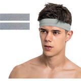 Salvia Dione 2li Erkek Spor Saç Bandı Sporcu Kafabandı Headband Ter Bantı Tenis Fitness Saç Bantları Seti - Standart - 01-Gri