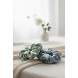 Salvia Dione 2'li Kadın Saten Saç Lastik Toka Seti - Lüks İpek Görünümlü Bağlama Scrunchie Topuz Gece Tokası Set