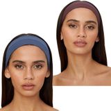 SALVIA DIONE 2'li Kombin Saç Bandı Seti - Elastik Kaymaz İnce Esnek Pamuk Emici Kadın Saç Bandı Bandana, Unisex Spa Koşu Yoga Pilates Bisiklet Fitness 2'li Saç Bandı Kafabandı Seti (Vişne Çürüğü & İndigo Melanj)