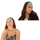 SALVIA DIONE 2'li Kombin Spor Saç Bantları - Elastik Kaymaz İnce Saç Ter Kafa Bandı Bandana, Şık Kadın & Erkek Koşu Fitness Yoga Pilates Makyaj Yüz Yıkama Atletik 2'Li Saç Bandı Seti (Gri Melanj & Turkuaz)
