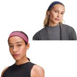SALVIA DIONE 2'li Kombin Spor Saç Bantları - Elastik Kaymaz İnce Saç Ter Kafa Bandı Bandana, Şık Kadın & Erkek Koşu Fitness Yoga Pilates Makyaj Yüz Yıkama Atletik 2'Li Saç Bandı Seti (Pembe & İndigo Melanj)