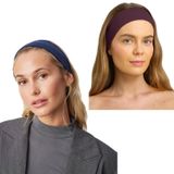 SALVIA DIONE 2'li Kombin Spor Saç Bantları - Elastik Kaymaz İnce Saç Ter Kafa Bandı Bandana, Şık Kadın & Erkek Koşu Fitness Yoga Pilates Makyaj Yüz Yıkama Atletik 2'Li Saç Bandı Seti (Vişne Çürüğü & İndigo Melanj)