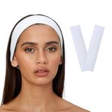 SALVIA DIONE 2'li Saç Bandı - Elastik Kaymaz İnce Esnek Pamuk Emici Kadın Saç Bandı Bandana, Unisex Spa Koşu Dans Yoga Pilates Bisiklet Fitness Saç Ter Bandı 2'li Kafabandı Seti (Beyaz)