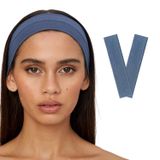 SALVIA DIONE 2'li Saç Bandı - Elastik Kaymaz İnce Esnek Pamuk Emici Kadın Saç Bandı Bandana, Unisex Spa Koşu Dans Yoga Pilates Bisiklet Fitness Saç Ter Bandı 2'li Kafabandı Seti (İndigo Melanj)