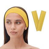 SALVIA DIONE 2'li Saç Bandı - Elastik Kaymaz İnce Esnek Pamuk Emici Kadın Saç Bandı Bandana, Unisex Spa Koşu Dans Yoga Pilates Bisiklet Fitness Saç Ter Bandı 2'li Kafabandı Seti (Sarı)