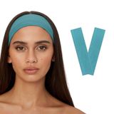 SALVIA DIONE 2'li Saç Bandı - Elastik Kaymaz İnce Esnek Pamuk Emici Kadın Saç Bandı Bandana, Unisex Spa Koşu Dans Yoga Pilates Bisiklet Fitness Saç Ter Bandı 2'li Kafabandı Seti (Turkuaz)