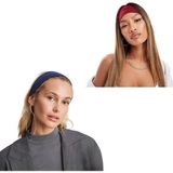 Salvia Dione 2'li Saç Bandı Seti - Kombin Esnek Kaymaz Günlük Moda Kadın ve Erkek Yoga Pilates Tenis Koşu Trekking Squat Fitness Spor Saç Bantları - Makyaj Yüz Yıkama Cilt Bakımı 2'li Saç Bandı Seti Bordo & İndigo Melanj - Bordo - Mavi