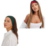 Salvia Dione 2'li Saç Bandı Seti - Kombin Esnek Kaymaz Günlük Moda Kadın ve Erkek Yoga Pilates Tenis Koşu Trekking Squat Fitness Spor Saç Bantları - Makyaj Yüz Yıkama Cilt Bakımı 2'li Saç Bandı Seti Koyu Yeşil & Bordo - Bordo - Yeşil