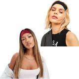 Salvia Dione 2'li Saç Bandı Seti - Kombin Esnek Kaymaz Günlük Moda Kadın ve Erkek Yoga Pilates Tenis Koşu Trekking Squat Fitness Spor Saç Bantları - Makyaj Yüz Yıkama Cilt Bakımı 2'li Saç Bandı Seti - Siyah - Bordo