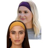 Salvia Dione 2'li Spor Saç Bantları - Kadın & Erkek Spor Tenis Yoga Koşu Makyaj Cilt Maskesi Yüz Yıkama Tarz Ter Kafa Bandı Unisex Kombin Esnek Saç Bandı Seti - Mor - Sarı