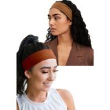 Salvia Dione 2'li Spor Saç Bantları - Kadın & Erkek Spor Tenis Yoga Koşu Makyaj Cilt Maskesi Yüz Yıkama Tarz Ter Kafa Bandı Unisex Kombin Esnek Saç Bandı Seti - Tarçın - Turuncu