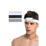 Salvia Dione 3lü Erkek Spor Saç Bandı Sporcu Kafabandı Headband Ter Bantı Fitness Saç Bantları Siyah&Beyaz&Gri