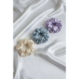 Salvia Dione 3'lü Kadın Saten Saç Lastik Toka Seti - Lüks İpek Görünümlü Bağlama Scrunchie Topuz Gece Tokası Set