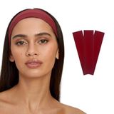 SALVIA DIONE 3'lü Saç Bandı - Elastik Kaymaz İnce Esnek Pamuk Emici Kadın Saç Bandı Bandana, Unisex Spa Koşu Dans Yoga Pilates Bisiklet Fitness Saç Ter Bandı 3'lü Kafabandı Seti (Bordo)