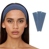 SALVIA DIONE 3'lü Saç Bandı - Elastik Kaymaz İnce Esnek Pamuk Emici Kadın Saç Bandı Bandana, Unisex Spa Koşu Dans Yoga Pilates Bisiklet Fitness Saç Ter Bandı 3'lü Kafabandı Seti (İndigo Melanj)