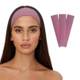 SALVIA DIONE 3'lü Saç Bandı - Elastik Kaymaz İnce Esnek Pamuk Emici Kadın Saç Bandı Bandana, Unisex Spa Koşu Dans Yoga Pilates Bisiklet Fitness Saç Ter Bandı 3'lü Kafabandı Seti (Pembe)