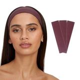 SALVIA DIONE 3'lü Saç Bandı - Elastik Kaymaz İnce Esnek Pamuk Emici Kadın Saç Bandı Bandana, Unisex Spa Koşu Dans Yoga Pilates Bisiklet Fitness Saç Ter Bandı 3'lü Kafabandı Seti (Vişne Çürüğü Melanj)