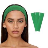 SALVIA DIONE 3'lü Saç Bandı - Elastik Kaymaz İnce Esnek Pamuk Emici Kadın Saç Bandı Bandana, Unisex Spa Koşu Dans Yoga Pilates Bisiklet Fitness Saç Ter Bandı 3'lü Kafabandı Seti (Yeşil)