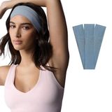 SALVIA DIONE 3'lü Spor Saç Bantları - Elastik Kaymaz İnce Saç Ter Kafa Bandı Bandana, Kadın & Erkek Koşu Fitness Yoga Pilates Makyaj Yüz Yıkama Atletik Egzersiz 3'lü Saç Bandı Bandana Seti (Açık Mavi)