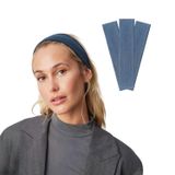 SALVIA DIONE 3'lü Spor Saç Bantları - Elastik Kaymaz İnce Saç Ter Kafa Bandı Bandana, Kadın & Erkek Koşu Fitness Yoga Pilates Makyaj Yüz Yıkama Atletik Egzersiz 3'lü Saç Bandı Bandana Seti (İndigo Melanj)